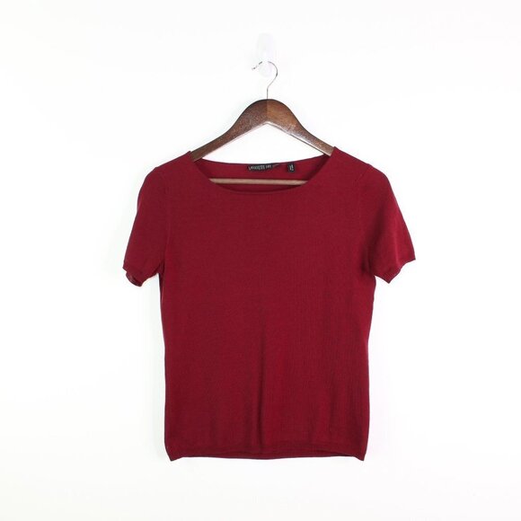 Lafayette 148 Wool Short Sleeve Top Burgundy S‎ - Picture 1 of 4